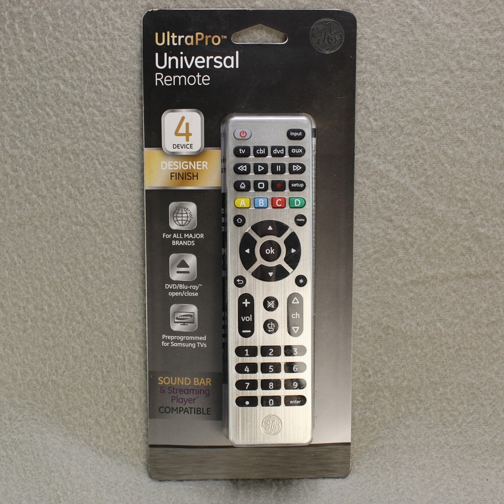 GE UltraPro Universal Remote 4-Device Silver New 33709 Brushed Designer Finish